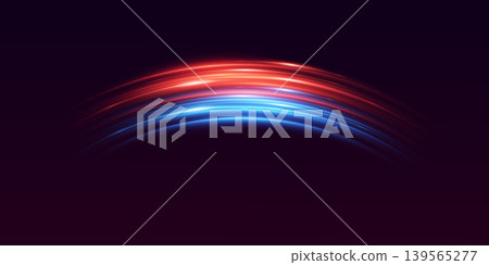 Abstract glowing lines forming an arc on dark background, modern technology concept 139565277