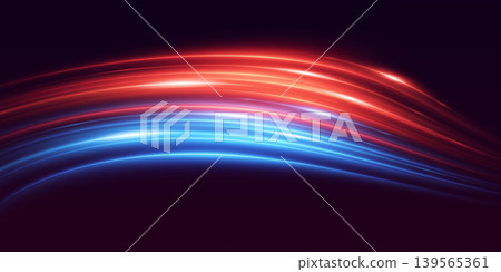Dynamic glowing lines creating a data flow, speed, and technology concept background 139565361