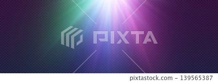 Bright lens flare effect creating vibrant spectrum light rays for design overlay Bright lens flare effect creating vibrant spectrum light rays for design overlay 139565387