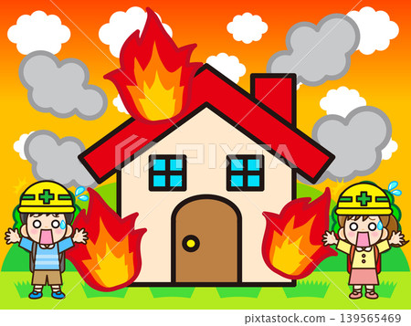 Illustration of a house burning in a fire (part 3) Illustration of a house burning in a fire (part 3) 139565469