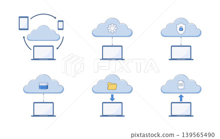 cloud-technology-icons-set-data-storage-security-network-flat 139565490