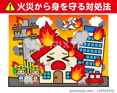 Illustrations of how to deal with a fire Illustrations of how to deal with a fire 139565556