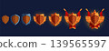 Shield game ranking badges. Play shields achievements with crown, gems, flags, velvet ribbons. Wooden, silver, metal, golden award pins, sapid vector elements 139565597