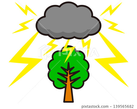 Illustration of a tree struck by lightning Illustration of a tree struck by lightning 139565682