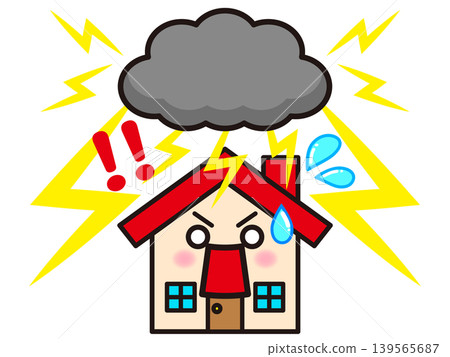 Illustration of a house struck by lightning (3) 139565687