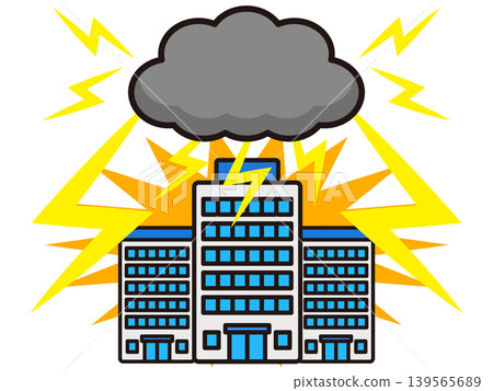 建築物被閃電擊中的示意圖 建築物被閃電擊中的示意圖 139565689