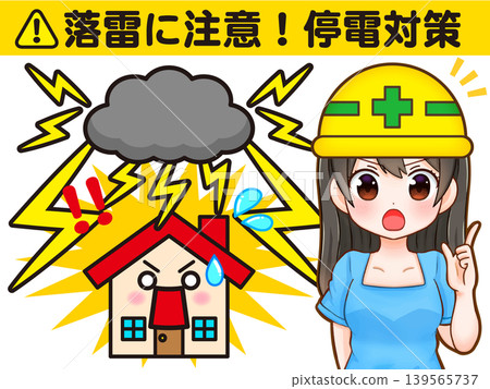 一幅描繪女孩小心應對停電的插圖 一幅描繪女孩小心應對停電的插圖 139565737