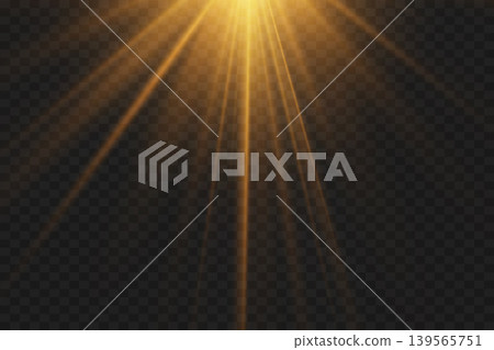 Golden light rays shining down, bright abstract sunbeam effect overlay Golden light rays shining down, bright abstract sunbeam effect overlay 139565751