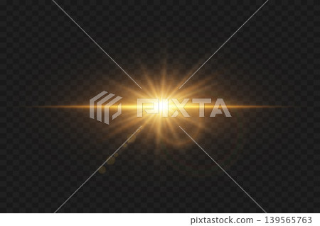 Golden starburst light effect creating bright illumination on transparent background Golden starburst light effect creating bright illumination on transparent background 139565763