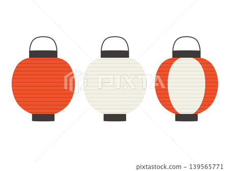 A set of illustrations of white and red lanterns. A set of illustrations of white and red lanterns. 139565771