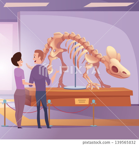 People in museum. dinosaur on exhibition. vector background People in museum. dinosaur on exhibition. vector background 139565832