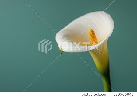 Close-up of a single calla lily showcasing its elegant shape and colors Close-up of a single calla lily showcasing its elegant shape and colors 139566045