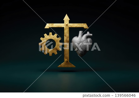 Corporate seal representing the balance of ethics and technology in artificial intelligence 139566046