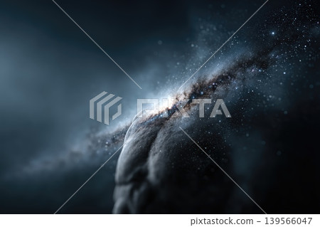 Cosmic galaxy emerging within the contours of a human form Cosmic galaxy emerging within the contours of a human form 139566047