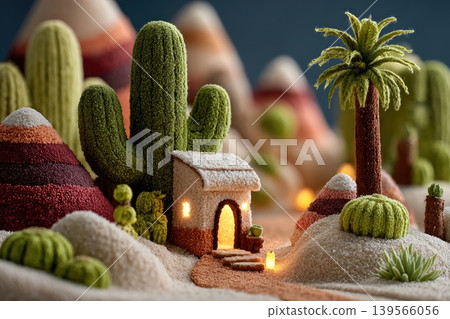 Explore a whimsical desert landscape of cinnamon and sugar with vibrant details Explore a whimsical desert landscape of cinnamon and sugar with vibrant details 139566056