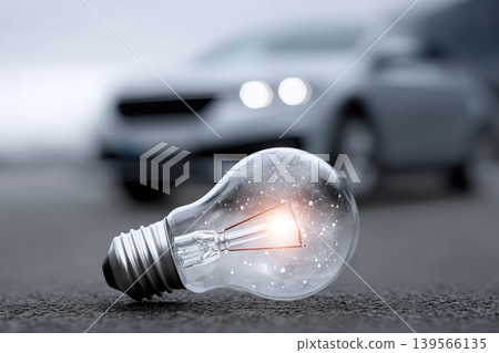 Light bulb symbolizes innovation with a car inside Light bulb symbolizes innovation with a car inside 139566135