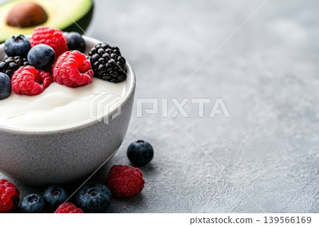 Healthy breakfast bowl with fresh berries and yogurt Healthy breakfast bowl with fresh berries and yogurt 139566169