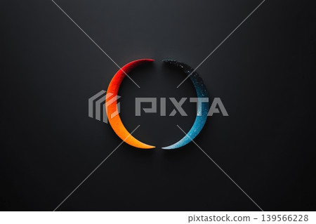 Elegant representation of day and night using crescent shapes on dark backdrop Elegant representation of day and night using crescent shapes on dark backdrop 139566228