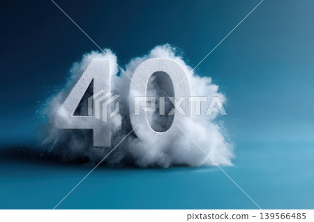 Celebrating forty years with a blast of dust and cloud on blue background Celebrating forty years with a blast of dust and cloud on blue background 139566485