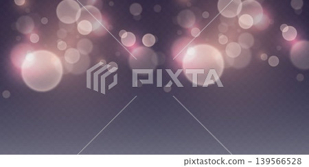 Glowing bokeh overlay light effect creating warm defocused pink abstract background 139566528