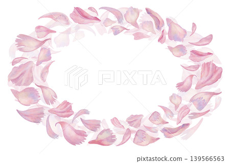 Elegant oval wreath made of soft watercolor peony petals in blush pink and pastel tones. Floral frame for wedding, feminine branding, greeting cards, labels, beauty packaging, and romantic stationery Elegant oval wreath made of soft watercolor peony petals in blush pink and pastel tones. Floral frame for wedding, feminine branding, greeting cards, labels, beauty packaging, and romantic stationery 139566563