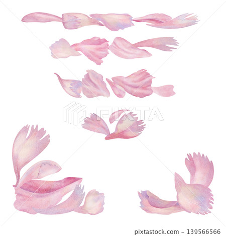 Watercolor pink peony petal compositions. Set of floral elements for feminine branding, wedding invitations, greeting cards, cosmetic packaging decor, scrapbooking, social media, modern stationery Watercolor pink peony petal compositions. Set of floral elements for feminine branding, wedding invitations, greeting cards, cosmetic packaging decor, scrapbooking, social media, modern stationery 139566566
