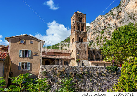 The church of Notre-Dame-de-l'Assomption in Moustiers-Sainte-Marie in the Provence in southeastern France The church of Notre-Dame-de-l'Assomption in Moustiers-Sainte-Marie in the Provence in southeastern France 139566781