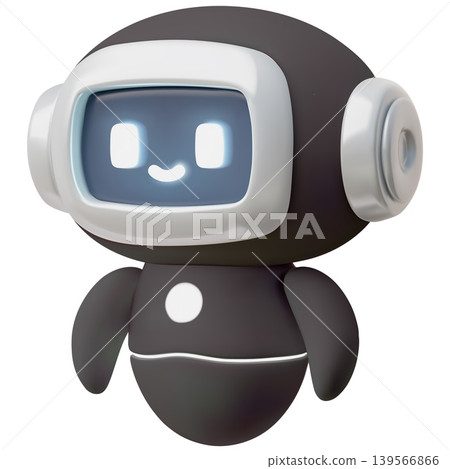 Chatbot robot smiling realistic 3D vector, Artificial intelligence black machine fly, robotic technology support service Chatbot robot smiling realistic 3D vector, Artificial intelligence black machine fly, robotic technology support service 139566866