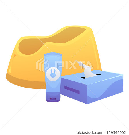 Baby hygiene products, potty, paper napkin pack, cream. 139566902