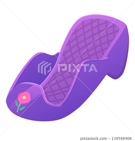 Purple plastic baby bath seat. Accessory for safe baby bathing. Purple plastic baby bath seat. Accessory for safe baby bathing. 139566906