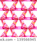 Watercolor seamless pattern featuring a geometric lattice of vibrant pink silk ribbons and elegant bows. A delicate hand drawn decorative background perfect for feminine gift wrap, girl's birthday 139566945