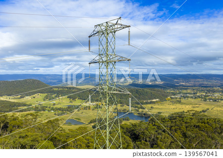 The top section of an electrical transmission tower in the Blue Mountains The top section of an electrical transmission tower in the Blue Mountains 139567041