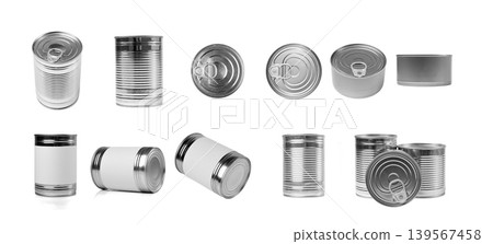 Tin Can Isolated, Preserve Template Mockup, Metal Milk Package, Aluminum Cylindrical Container 139567458