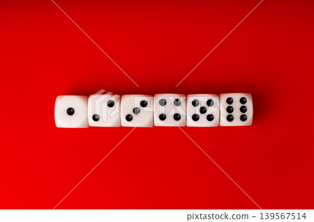 White game dice with black dots White game dice with black dots 139567514