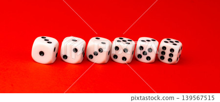White game dice with black dots White game dice with black dots 139567515