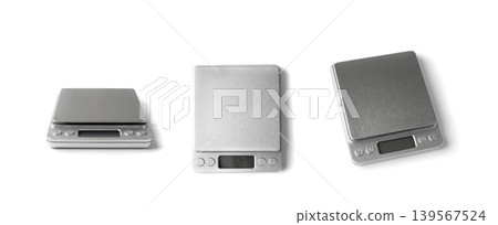 Small empty electronic jewelry scales isolated on white Small empty electronic jewelry scales isolated on white 139567524