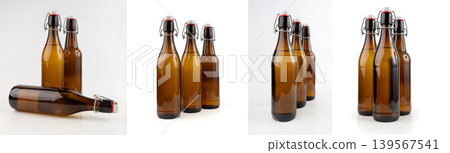 Old beer bottle, brown glass vintage beerbottle isolated, a quality traditional time-tested drink Old beer bottle, brown glass vintage beerbottle isolated, a quality traditional time-tested drink 139567541
