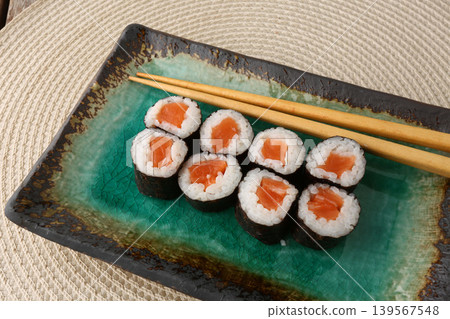 Assorted Sushi Platter Japanese Cuisine Close Up Assorted Sushi Platter Japanese Cuisine Close Up 139567548