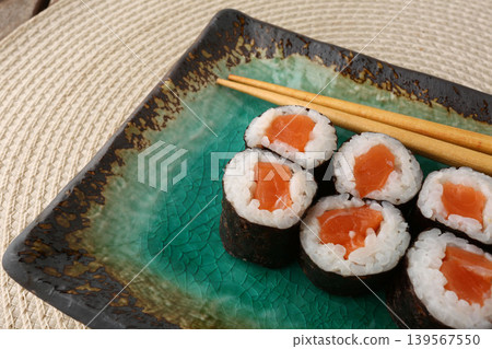 Assorted Sushi Platter Japanese Cuisine Close Up Assorted Sushi Platter Japanese Cuisine Close Up 139567550