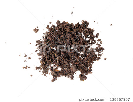 Peat soil isolated, compost pile, brown garden dirt mound Peat soil isolated, compost pile, brown garden dirt mound 139567597