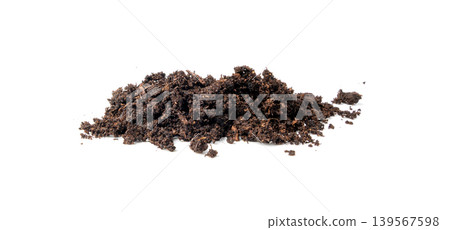 Peat soil isolated, compost pile, brown garden dirt mound 139567598