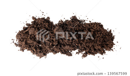 Peat soil isolated, compost pile, brown garden dirt mound 139567599