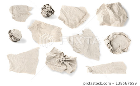 Brown Crumpled Ripped Wrapping Vintage Paper Top View Brown Crumpled Ripped Wrapping Vintage Paper Top View 139567659