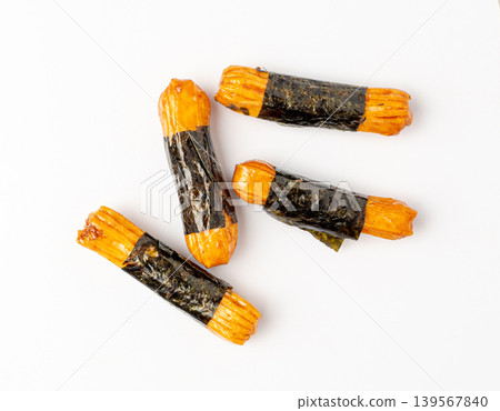 Senbei isolated, kaki no tane rice crackers, japanese crispy snack, sembei, okaki with wasabi, nori Senbei isolated, kaki no tane rice crackers, japanese crispy snack, sembei, okaki with wasabi, nori 139567840