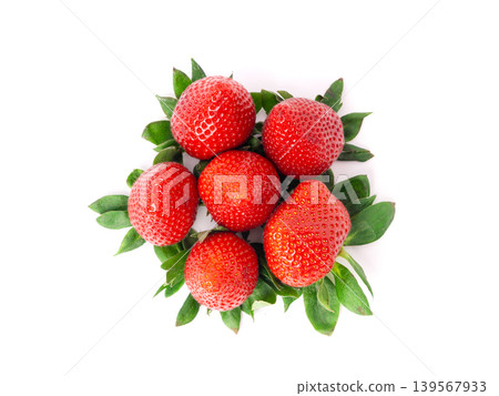 Fresh strawberry pile isolated, whole ripe straw berries, red juicy imperfect strawberri 139567933