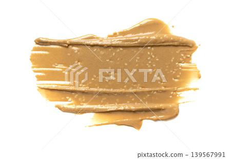 Tahini smear isolated, sesame seeds paste splash, spilled tahina sauce, spill eastern dip Tahini smear isolated, sesame seeds paste splash, spilled tahina sauce, spill eastern dip 139567991