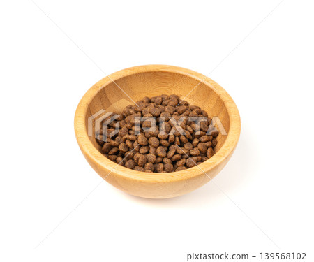 Dry pet food, dog kibble pile, puppy pellets, small canine protein croquette meal, animal food 139568102