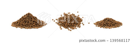 Dry pet food, dog kibble pile, puppy pellets, small canine protein croquette meal, animal food Dry pet food, dog kibble pile, puppy pellets, small canine protein croquette meal, animal food 139568117