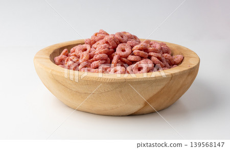 Pink Cereal Rings Isolated, Fruit Breakfast Rice Loops Pink Cereal Rings Isolated, Fruit Breakfast Rice Loops 139568147