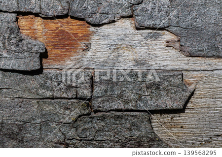 Worn wooden surface closeup. Closeup photograph showing cracks on old weathered wood surface. Highresolution image emphasizing texture and cracks of seasoned aged timber surface Worn wooden surface closeup. Closeup photograph showing cracks on old weathered wood surface. Highresolution image emphasizing texture and cracks of seasoned aged timber surface 139568295